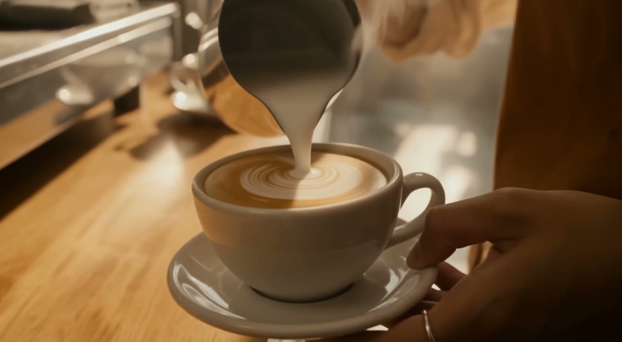 Still from Latte art pour